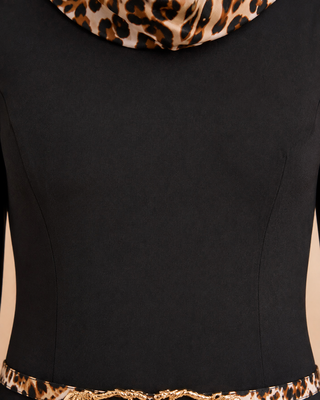 Animal Print Collar Belted Dress