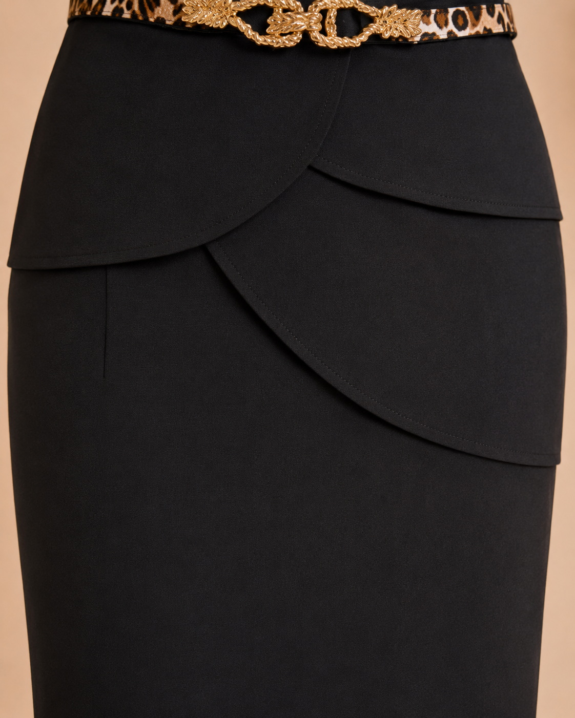 Animal Print Collar Belted Dress