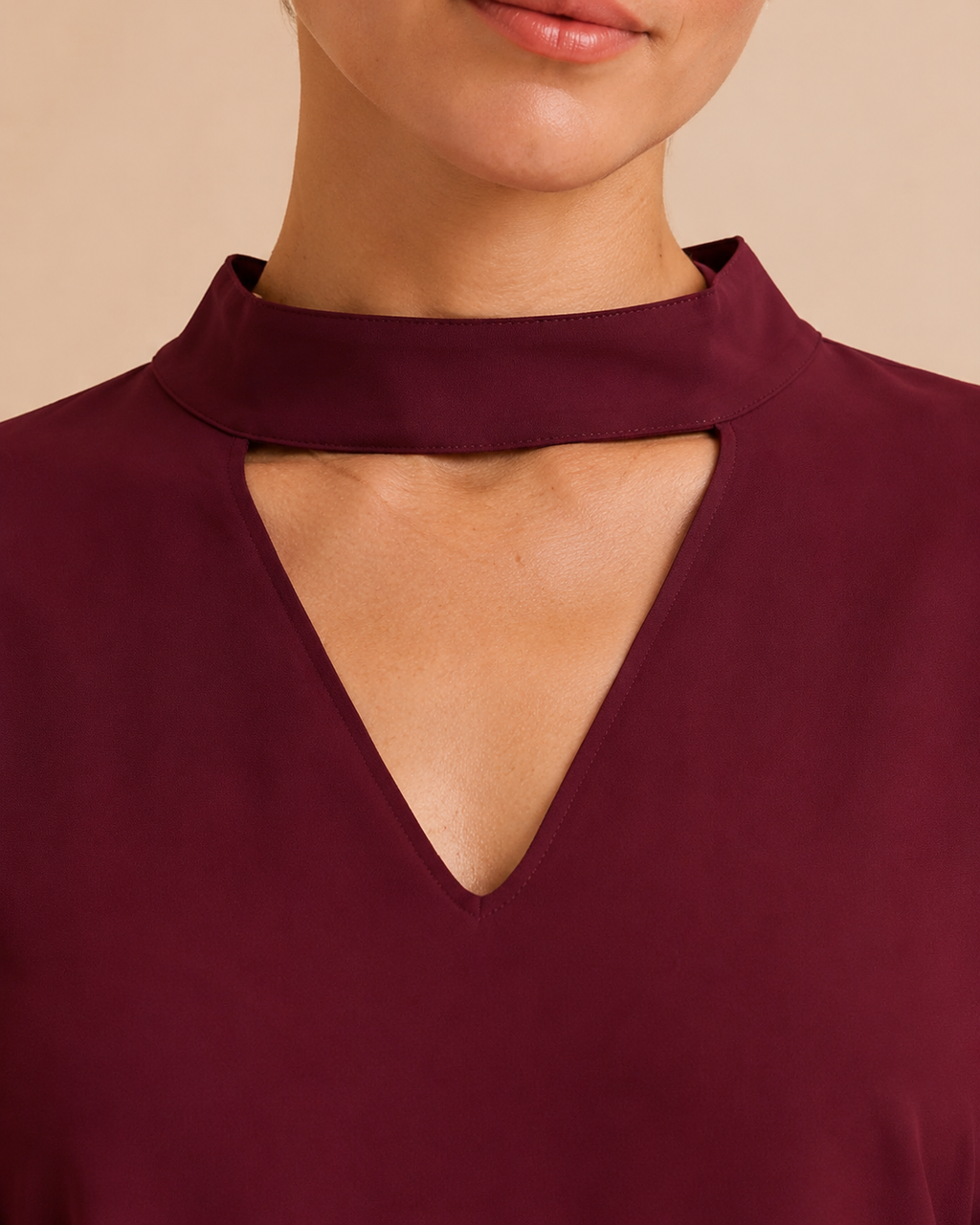 Burgundy Ruffle Sequin Blouse