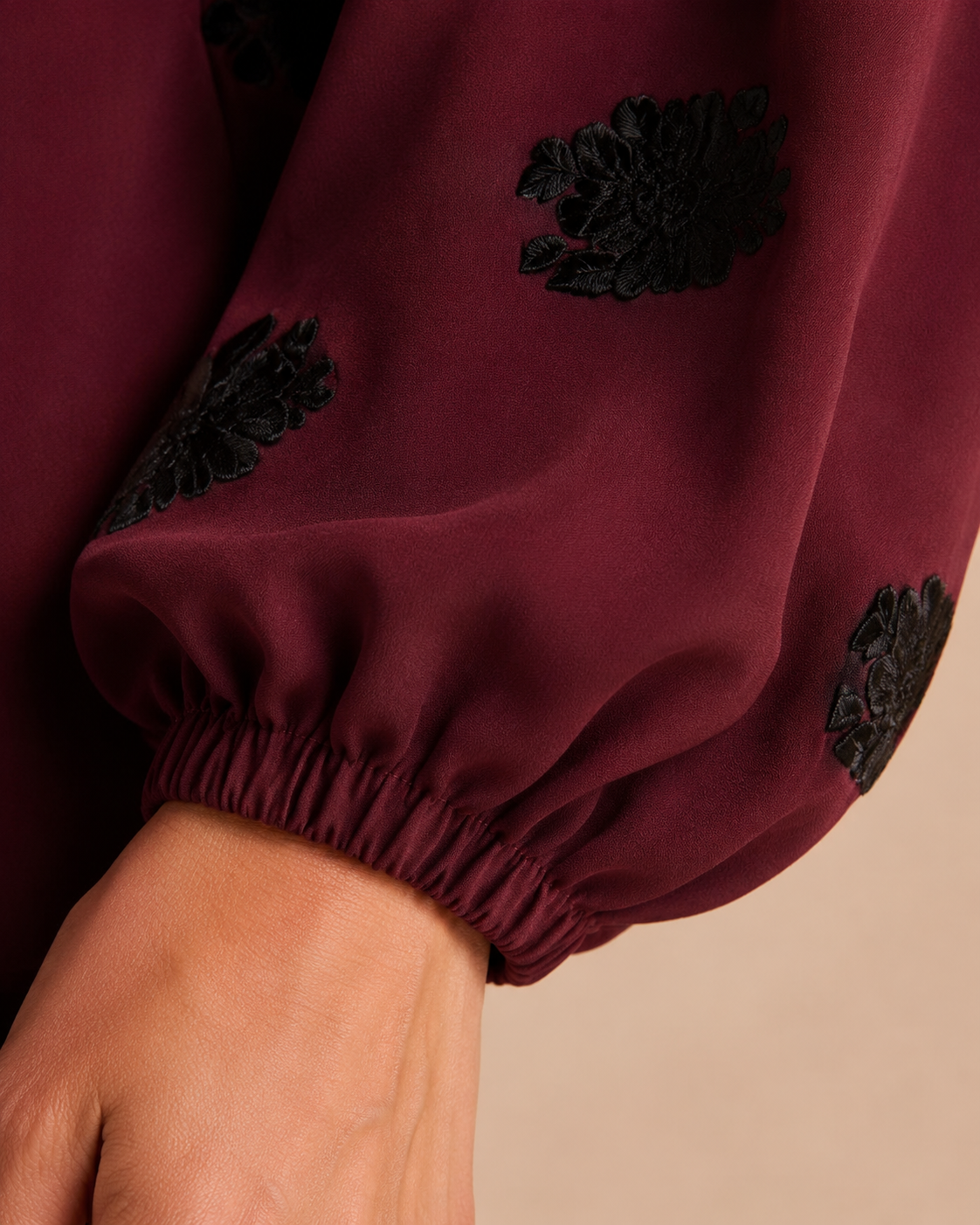 Burgundy Ruffle Sequin Blouse