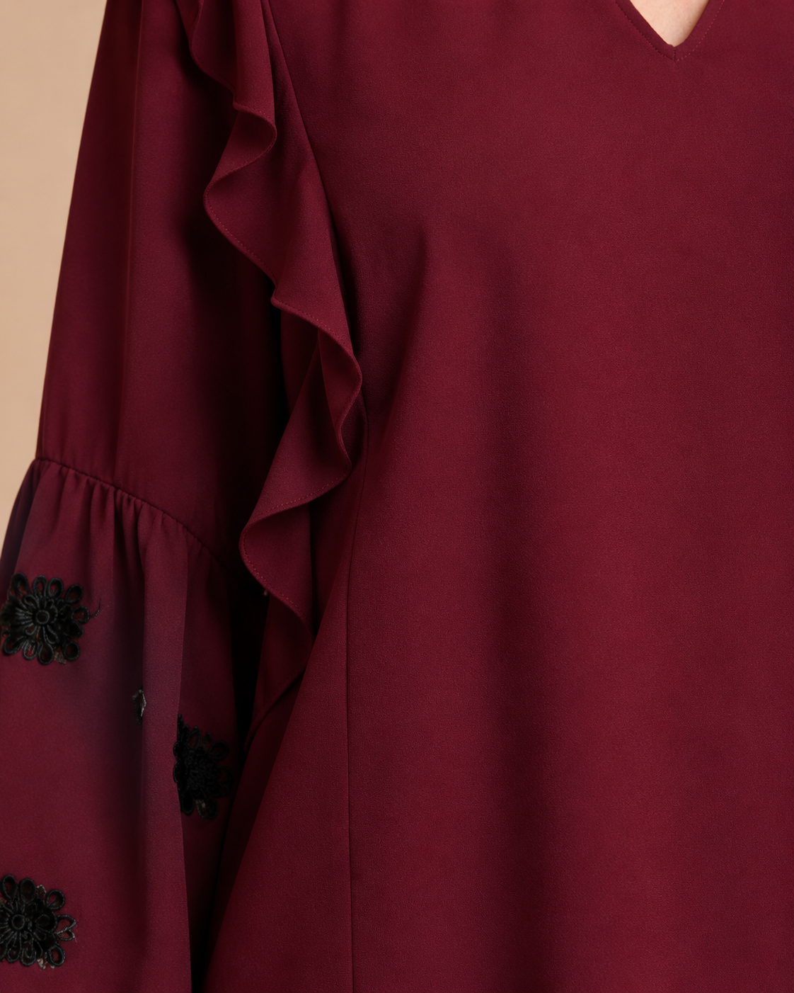 Burgundy Ruffle Sequin Blouse