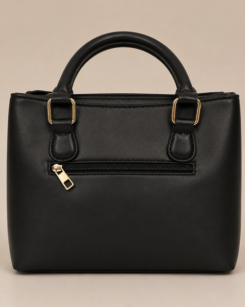 Black & Floral Print Structured Tote Bag