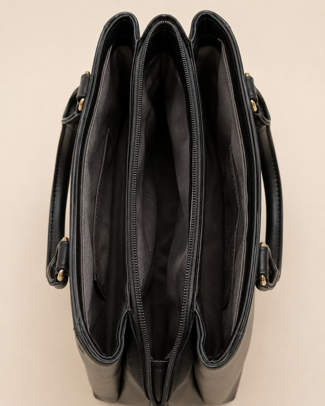 Black & Floral Print Structured Tote Bag