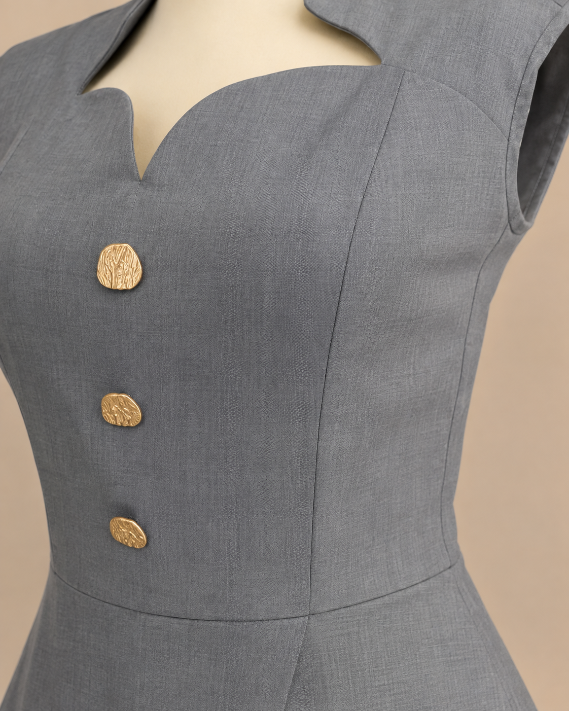 Grey Elegance Peplum & Pleated Skirt Dress