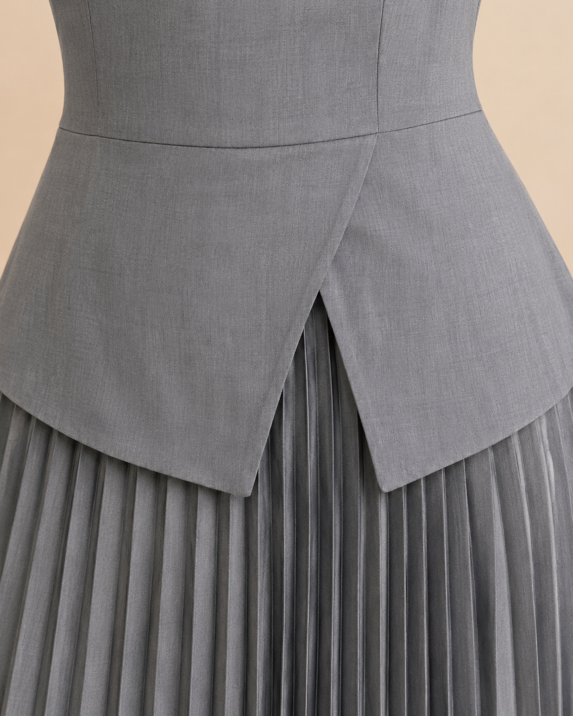 Grey Elegance Peplum & Pleated Skirt Dress