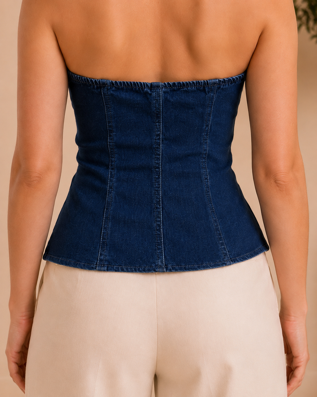 Indigo Denim Halter Corset Top