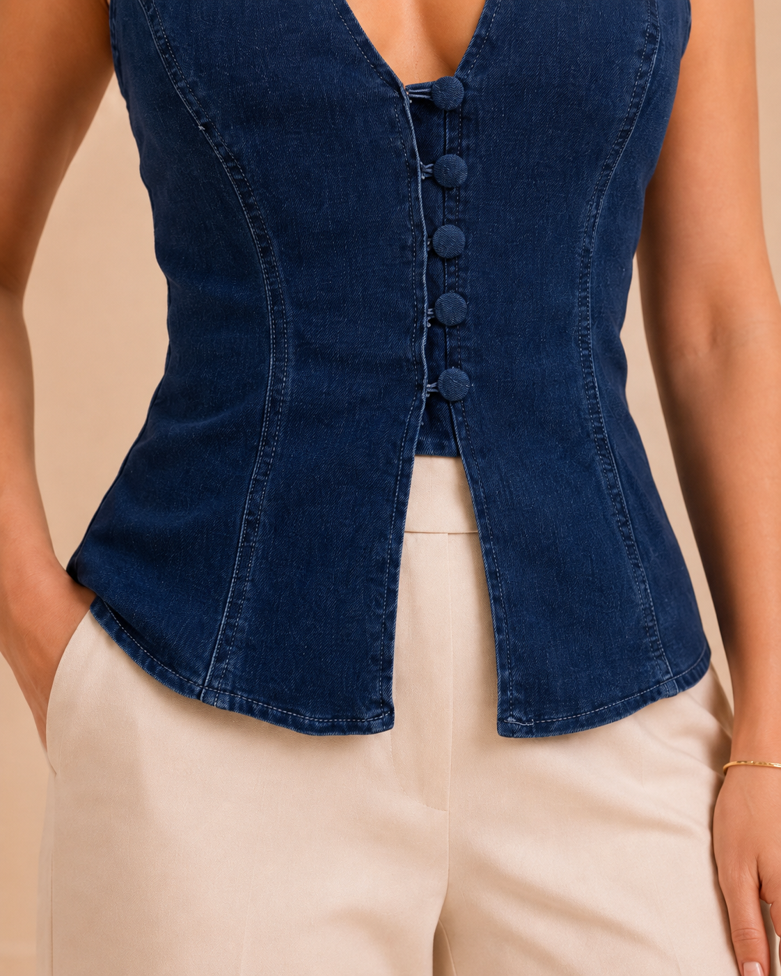 Indigo Denim Halter Corset Top