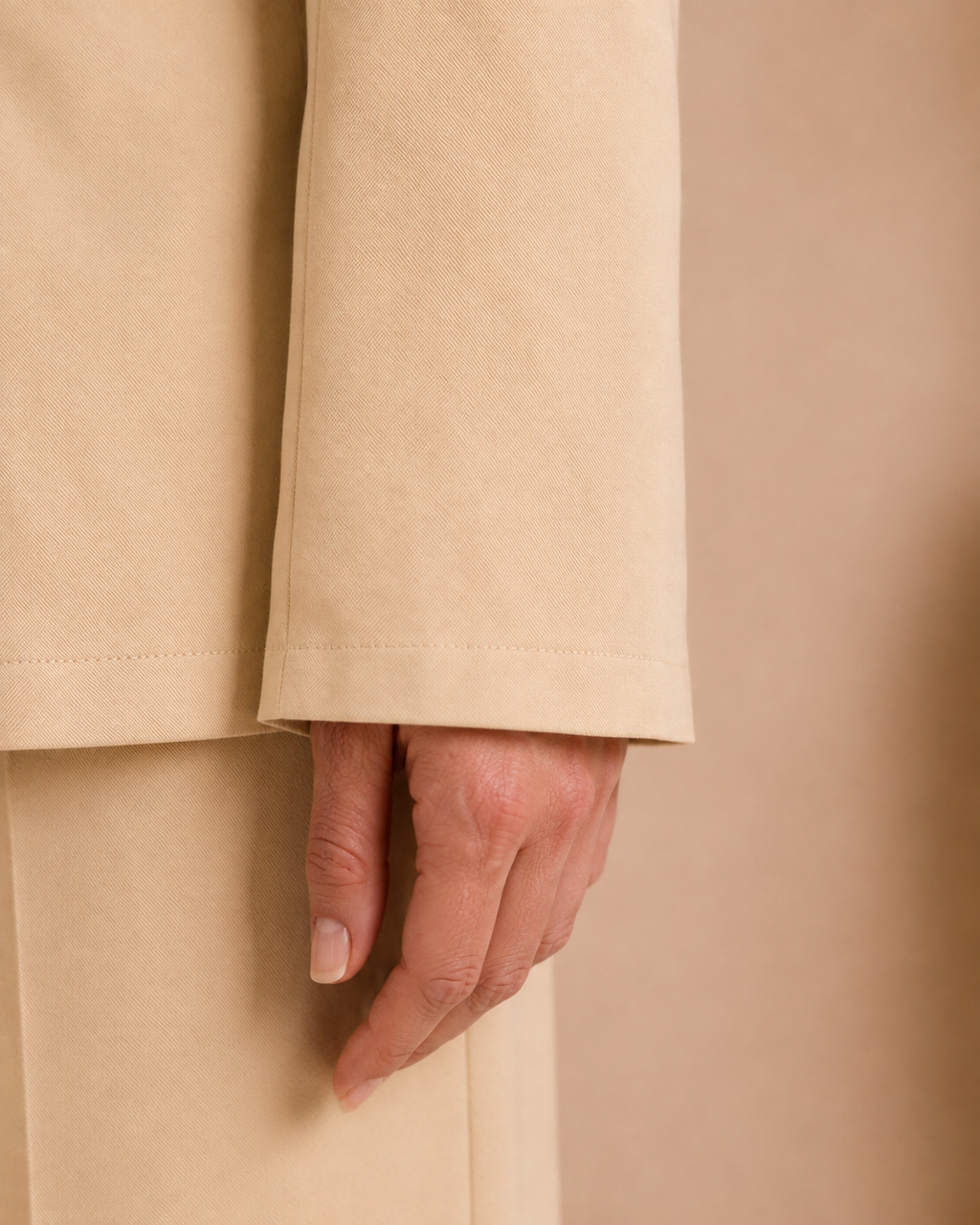 Beige Contrast Lapel Blazer