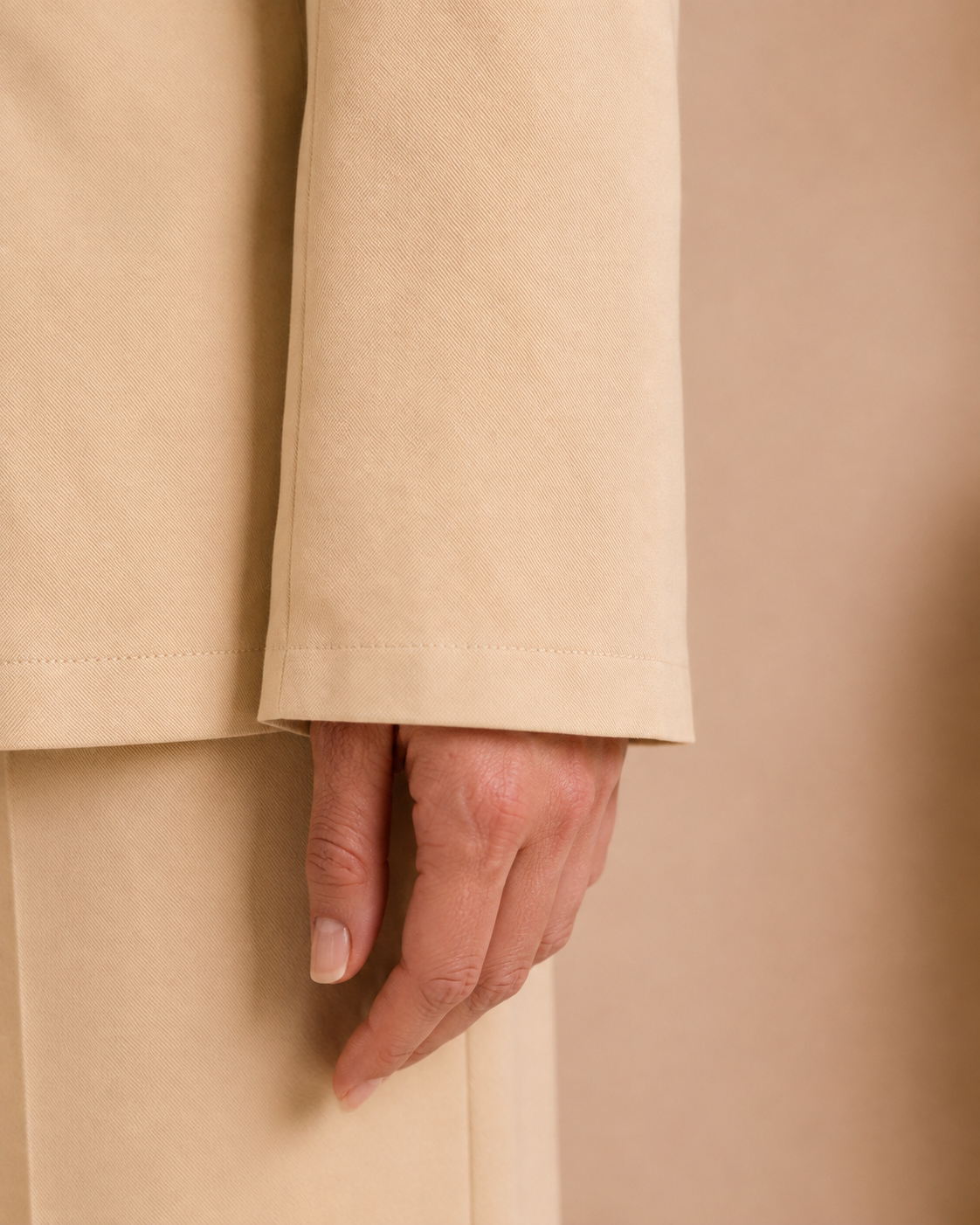 Beige Contrast Lapel Blazer