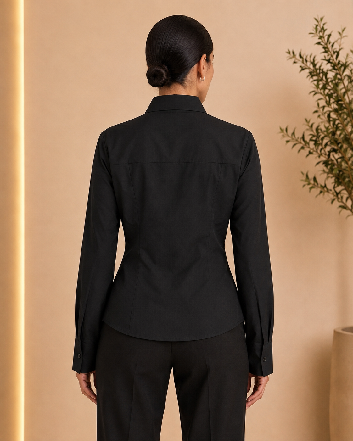 Black Pleated Waist Shirt