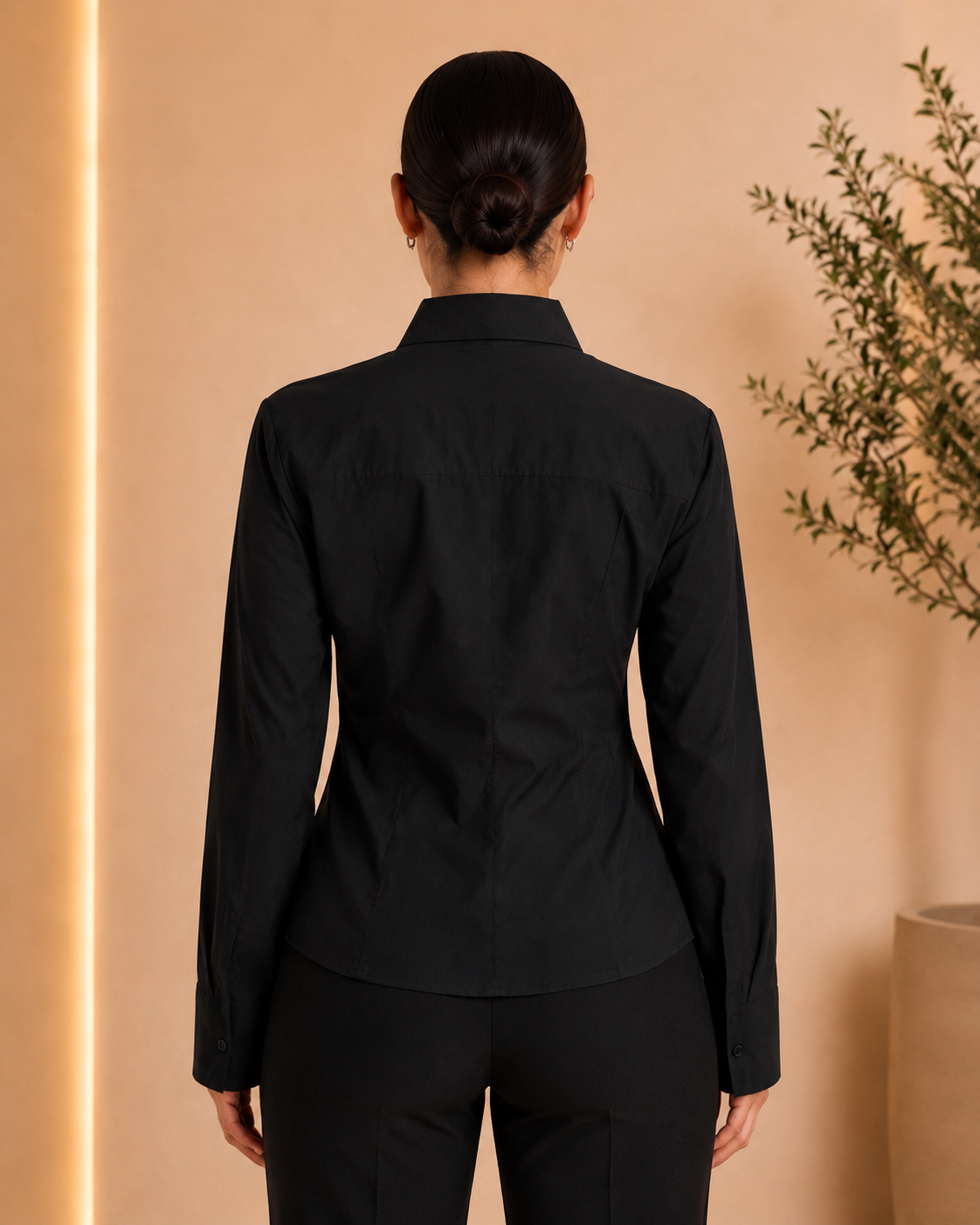 Black Pleated Waist Shirt