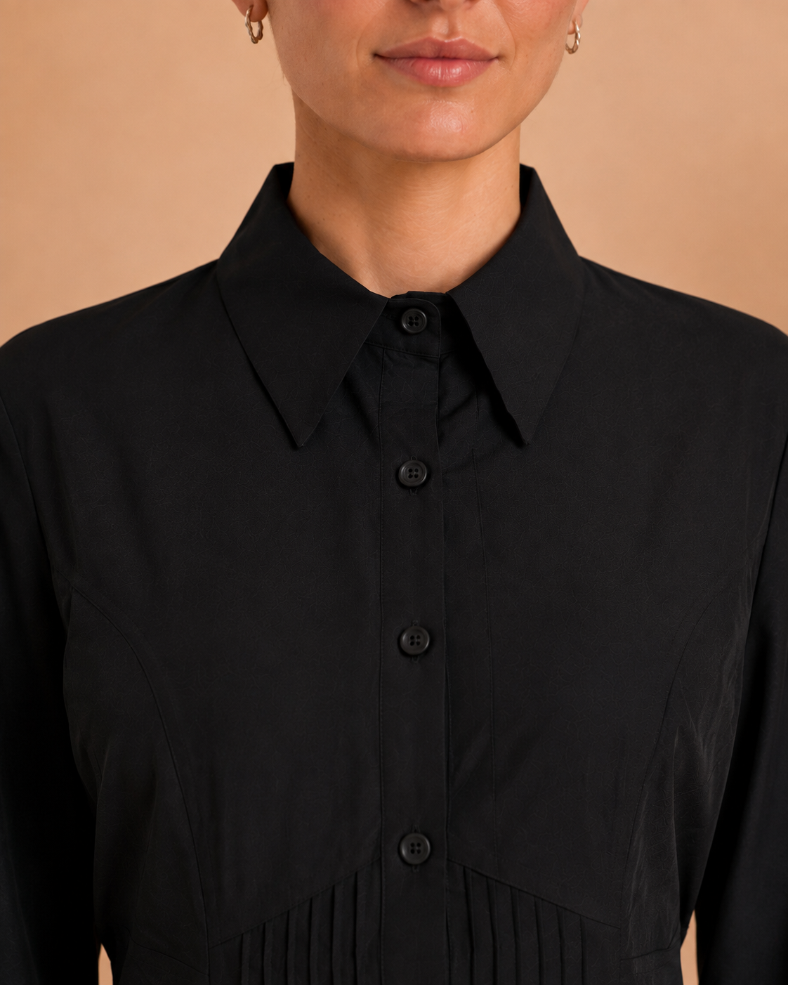 Black Pleated Waist Shirt