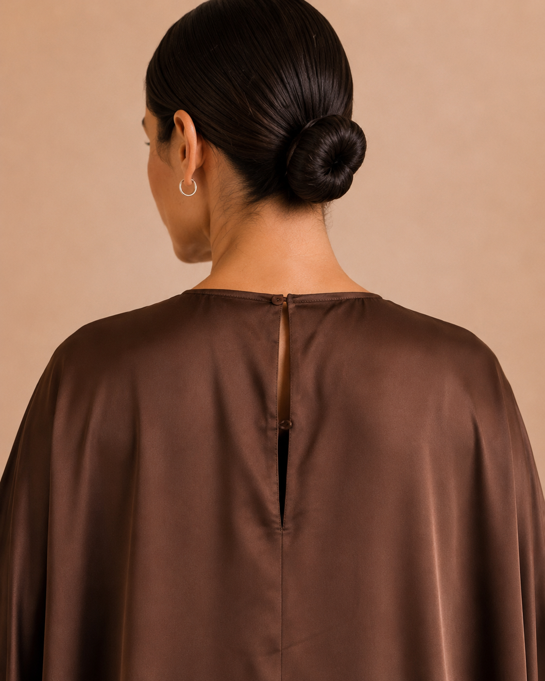 Chocolate Satin Draped Kaftan Dress