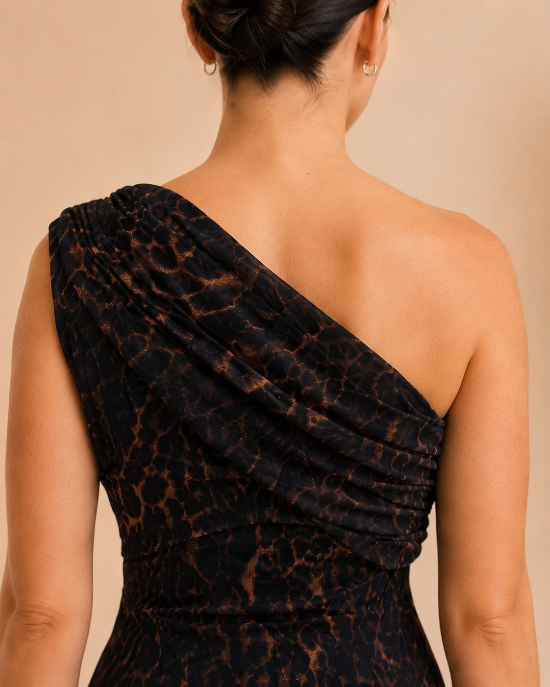 One-Shoulder Leopard Print Maxi Dress