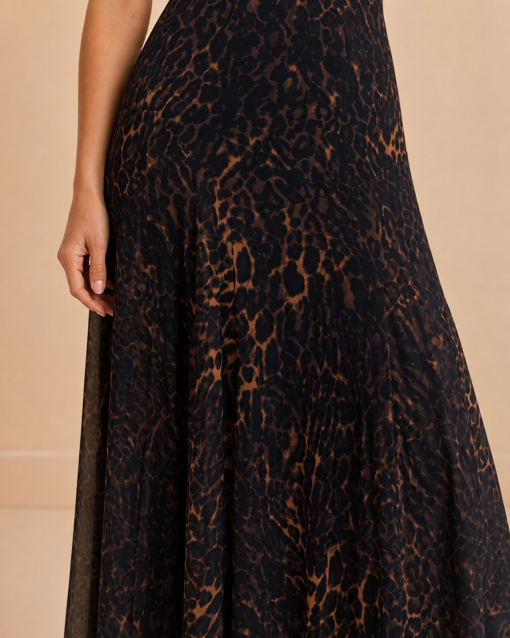 One-Shoulder Leopard Print Maxi Dress