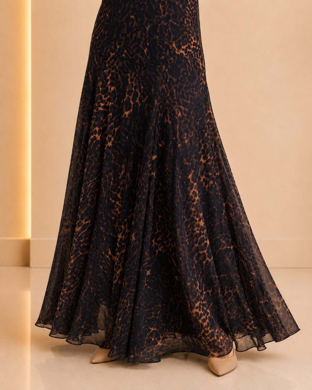 One-Shoulder Leopard Print Maxi Dress