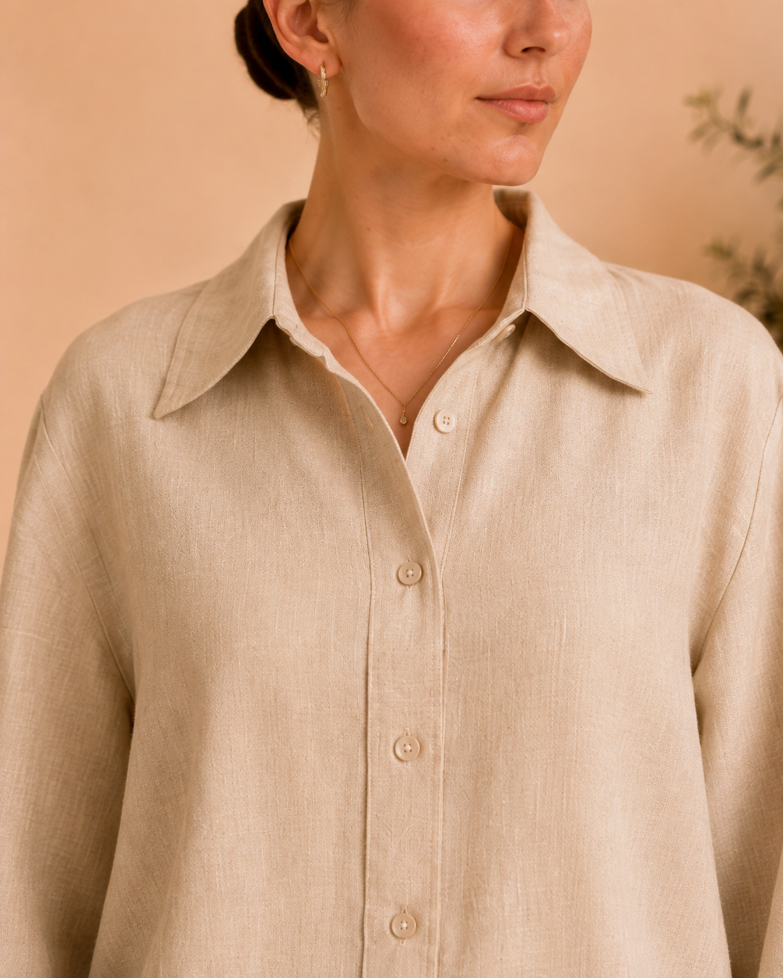 Linen-Blend Relaxed Shirt & Wide-Leg Pants Set