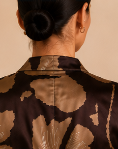 Mocha Bloom Satin Wrap Dress