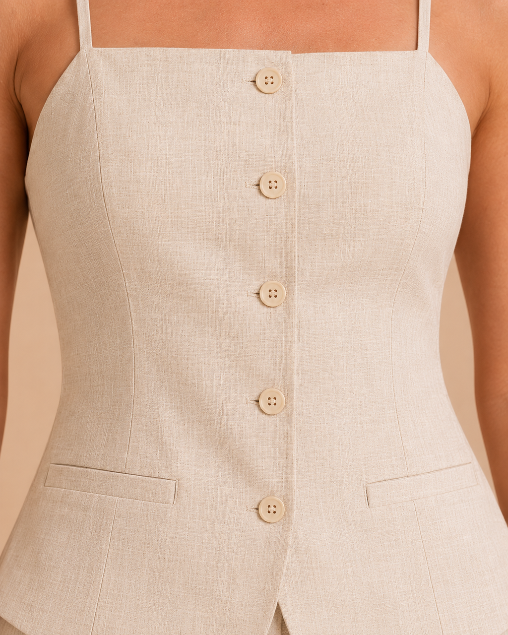 Ivory Linen Vest & Shorts Set