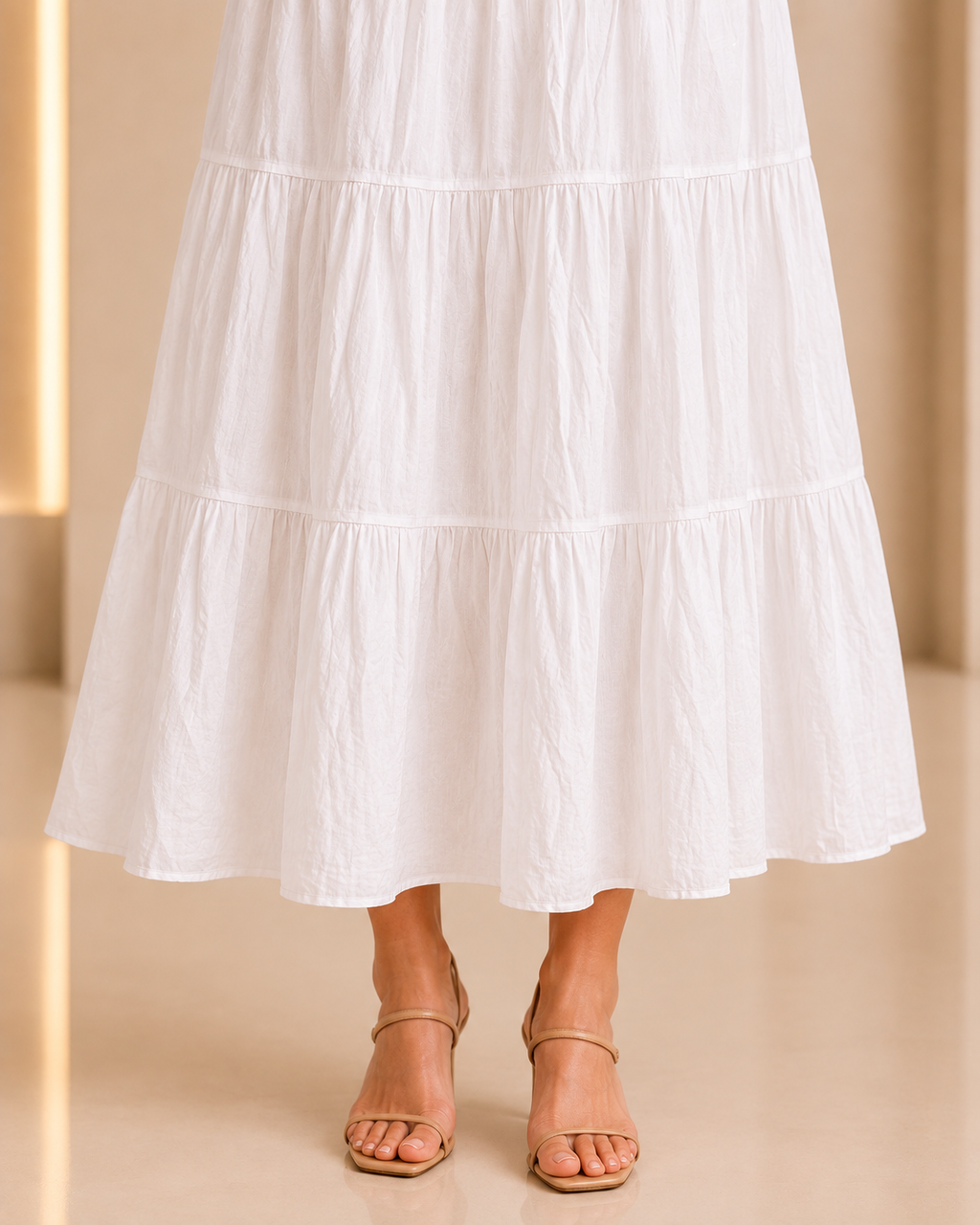 Ivory Tiered Skirt & Ruched Vest Set