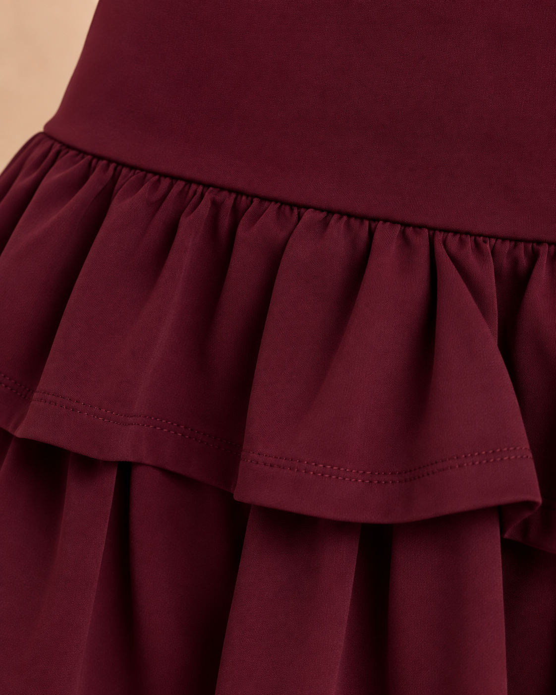 Burgundy Lace-Up Ruffle Mini Skirt