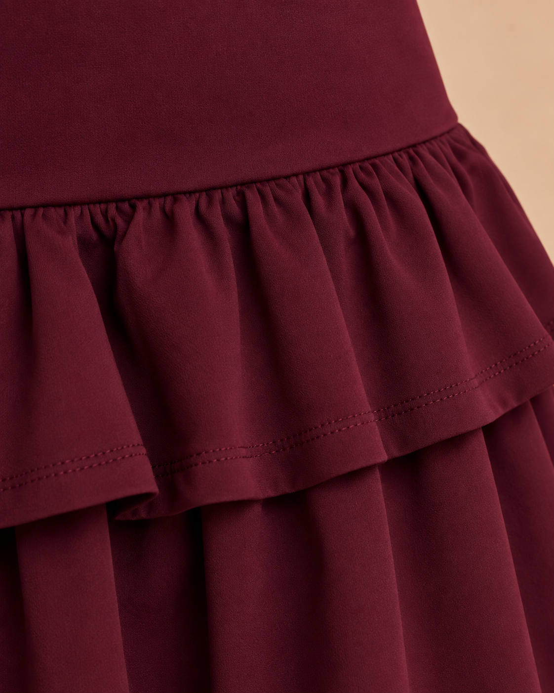Burgundy Lace-Up Ruffle Mini Skirt