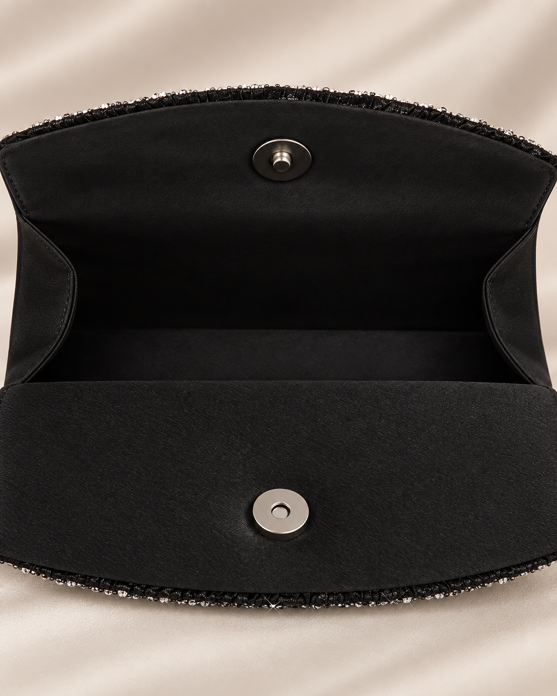 Midnight Crystal Pleated Clutch
