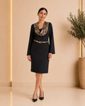 Animal Print Collar Belted Dress