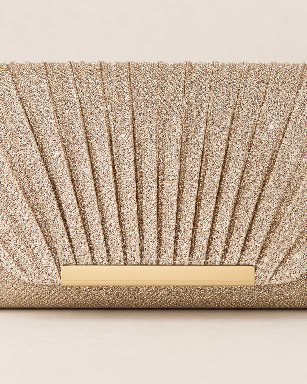 Golden Shimmer Pleated Evening Clutch