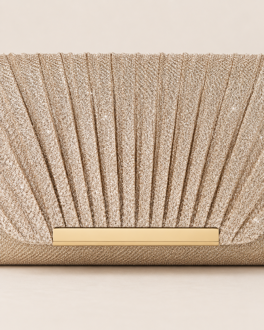 Golden Shimmer Pleated Evening Clutch