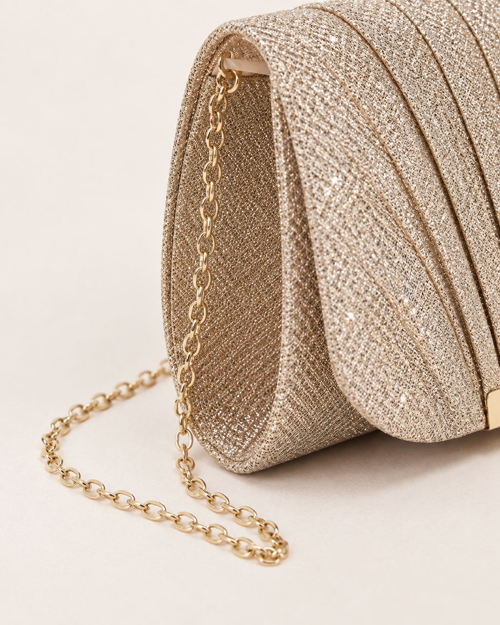 Golden Shimmer Pleated Evening Clutch