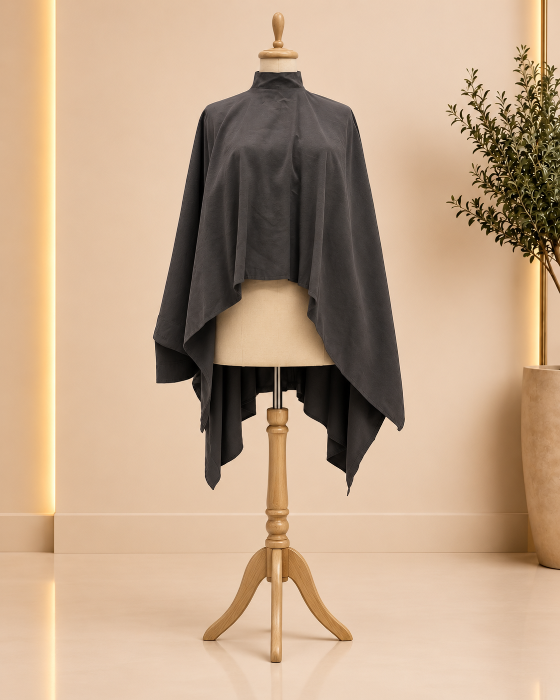 Charcoal Draped Cape Set