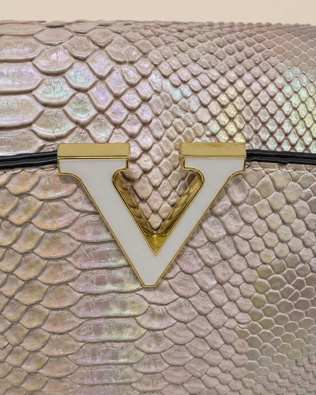 Iridescent V-Lock Top Handle Bag