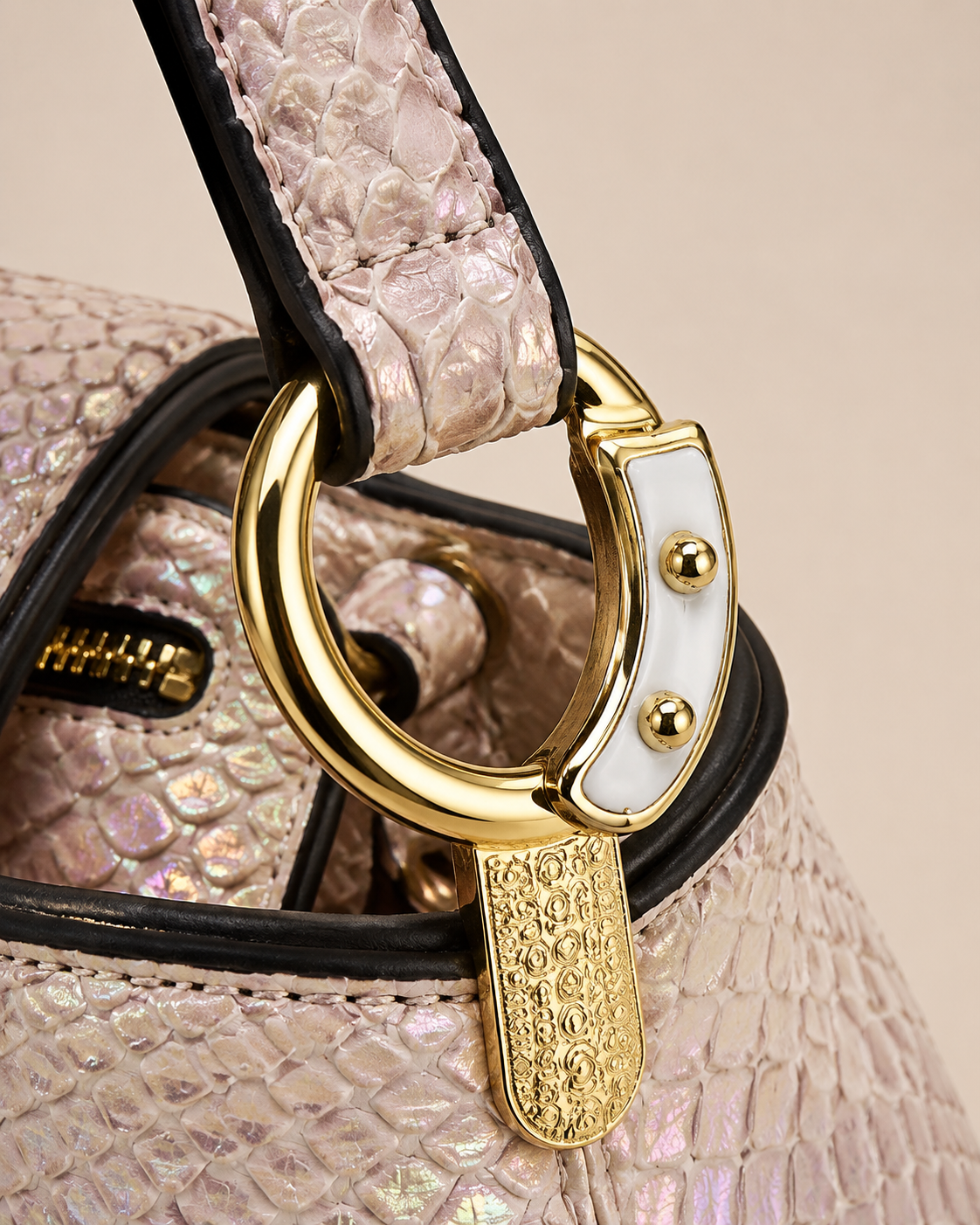 Iridescent V-Lock Top Handle Bag