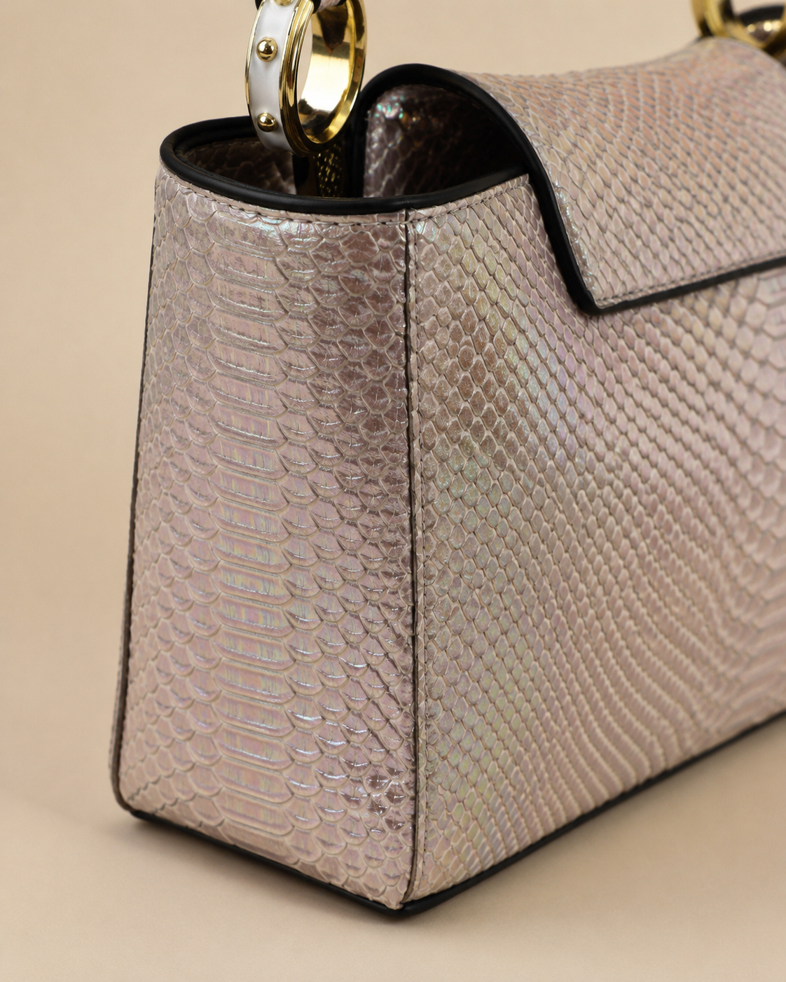 Iridescent V-Lock Top Handle Bag