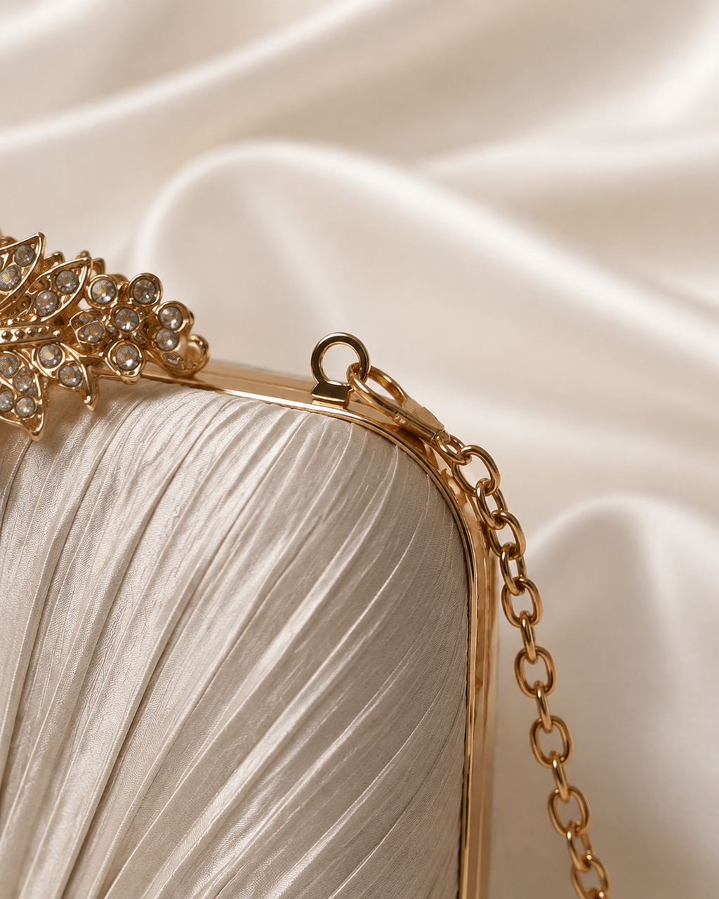 Champagne Crystal Floral Clutch