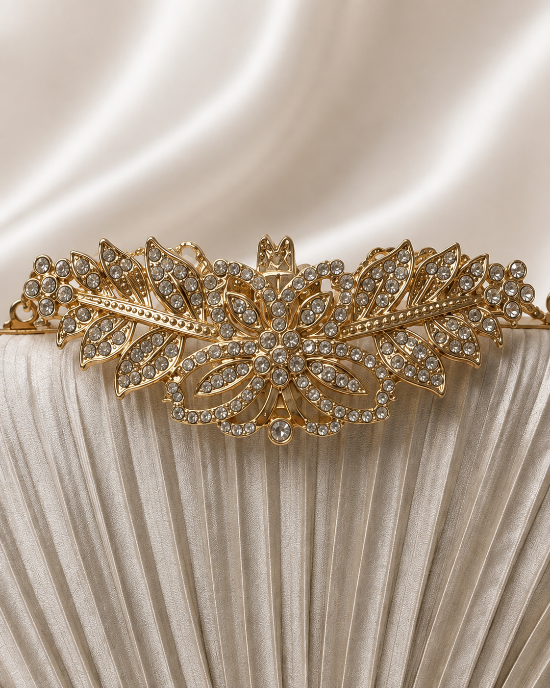 Champagne Crystal Floral Clutch