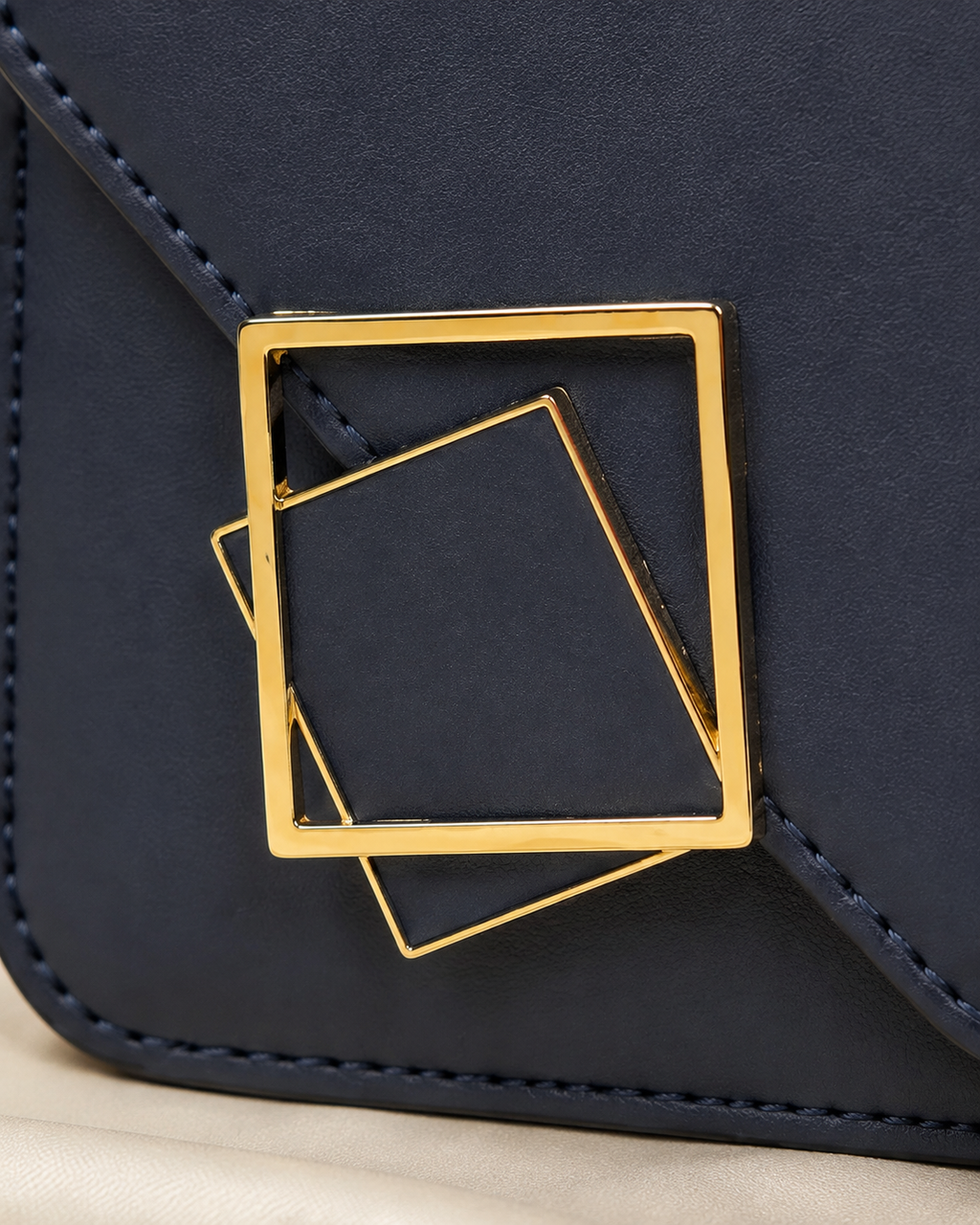Navy Geometric Clasp Handbag