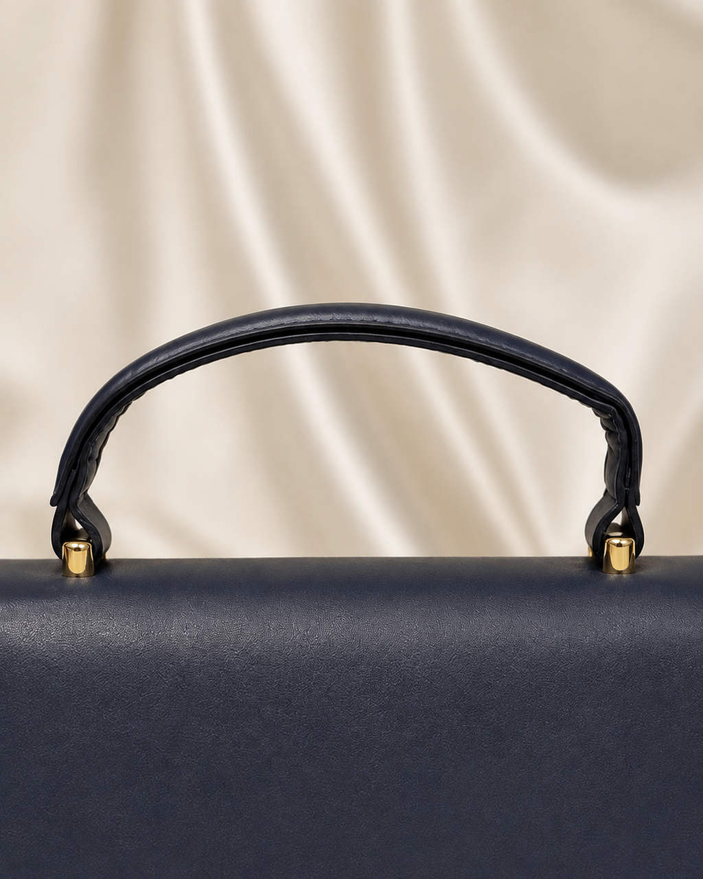 Navy Geometric Clasp Handbag
