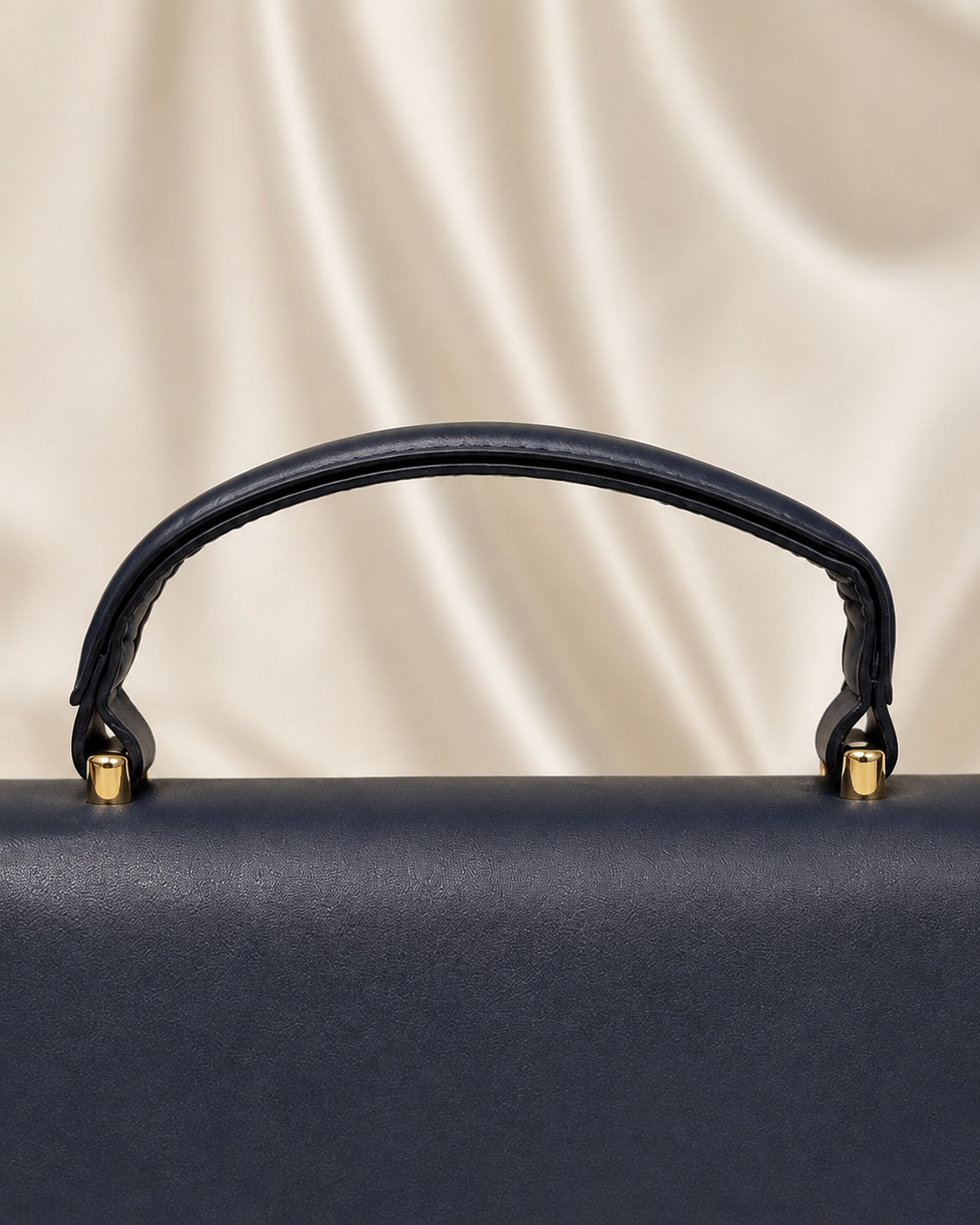 Navy Geometric Clasp Handbag