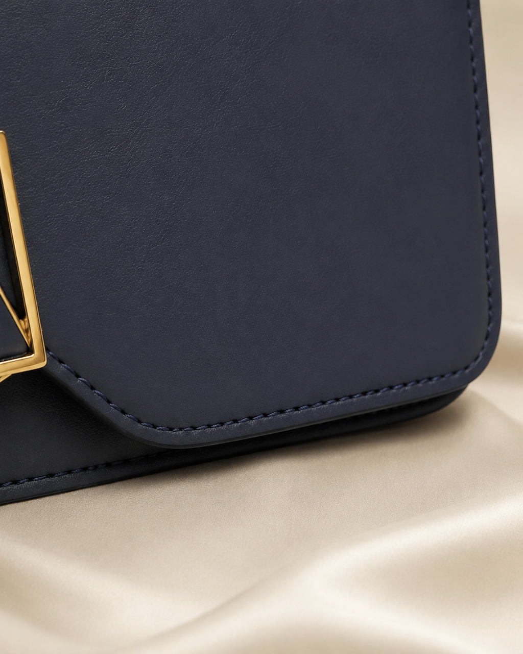 Navy Geometric Clasp Handbag