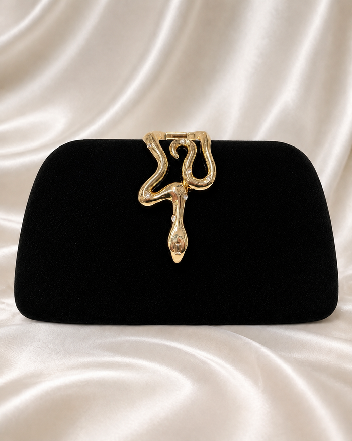 Black Velvet Serpent Clutch