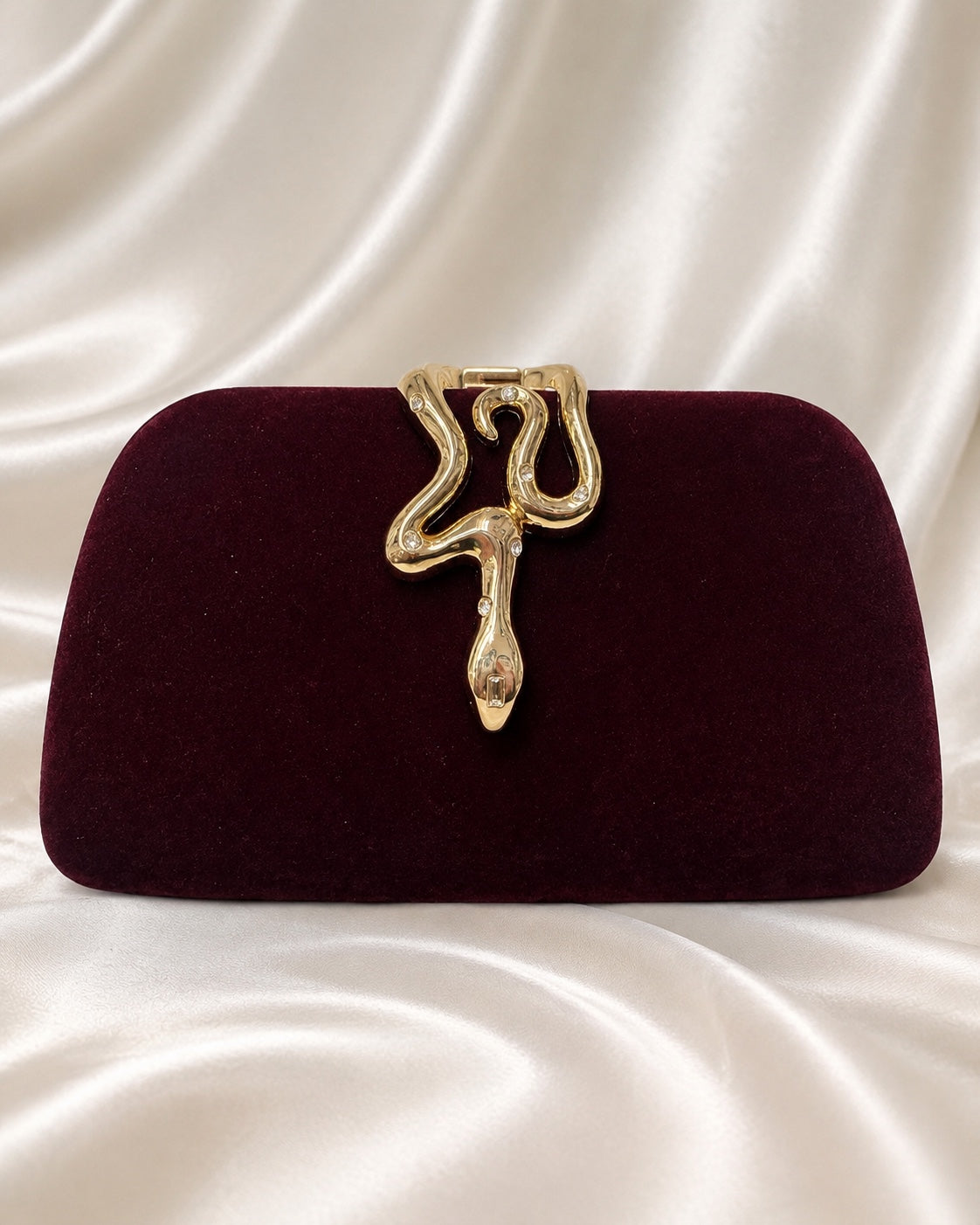 Burgundy Velvet Serpent Clutch