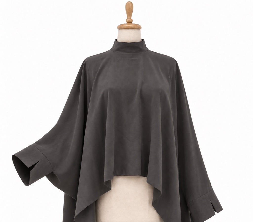 Charcoal Draped Cape Set