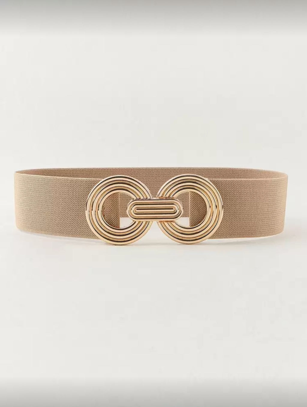 Beige Gold Double Ring Elastic Belt