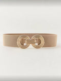Beige Gold Double Ring Elastic Belt