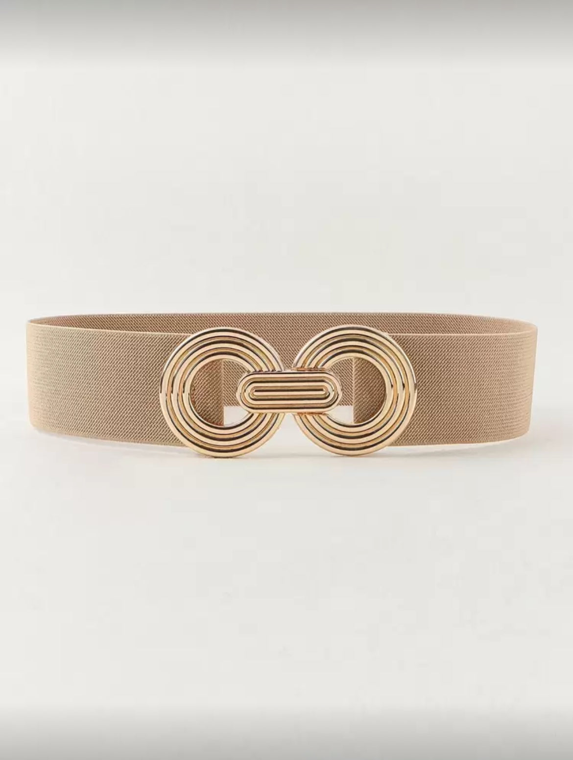 Beige Gold Double Ring Elastic Belt