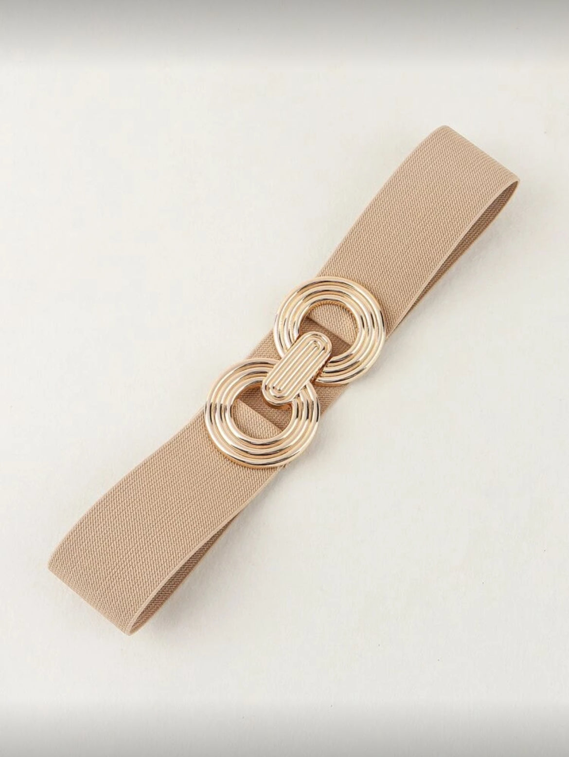 Beige Gold Double Ring Elastic Belt
