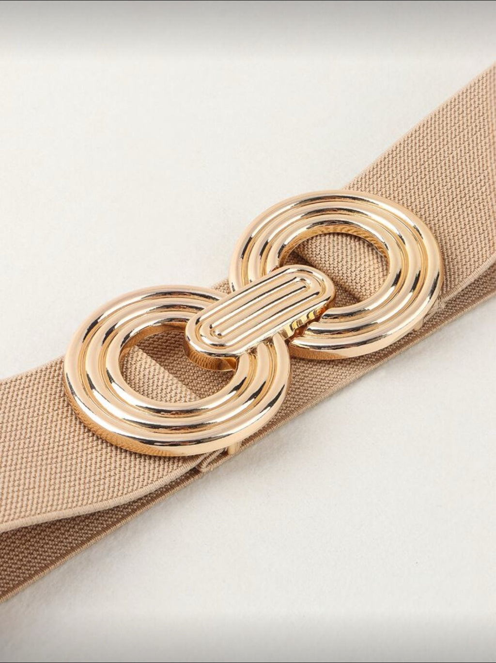 Beige Gold Double Ring Elastic Belt