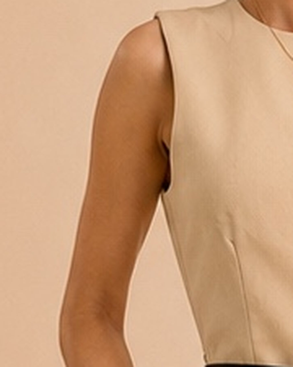 Beige tailored set fabric texture and weave detail